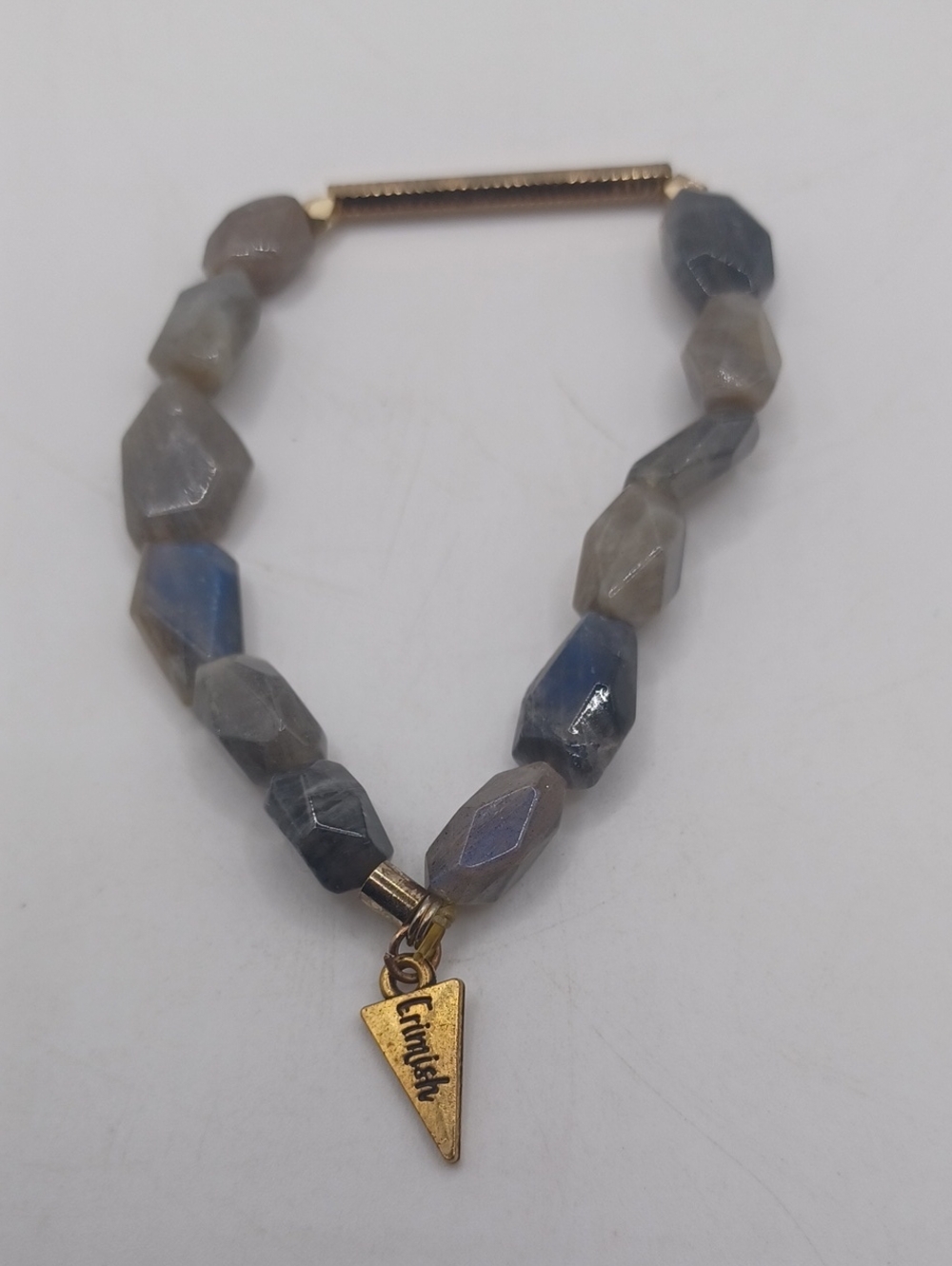 Erimish Labdorite Stretch Bracelet With Gold Tone Bar Sz 6.5